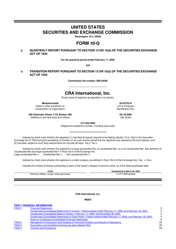 Vorschaubild CRA International
 10-Q Quartalsbericht  