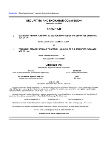 Thumbnail Citigroup 10-Q Quarterly Report FY 