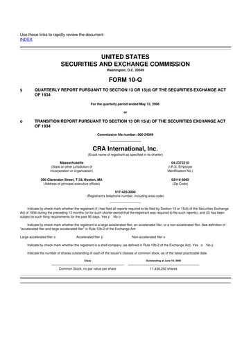 Vorschaubild CRA International
 10-Q Quartalsbericht  