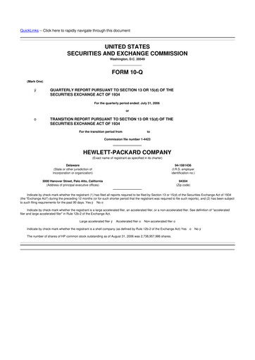 Miniature HP 10-Q Rapport trimestriel  