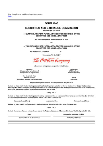 Vorschaubild Coca-Cola 10-Q Quartalsbericht  