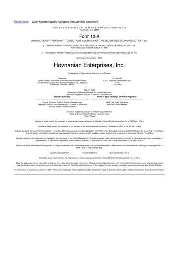 Thumbnail Hovnanian Enterprises
 10-K Annual Report 