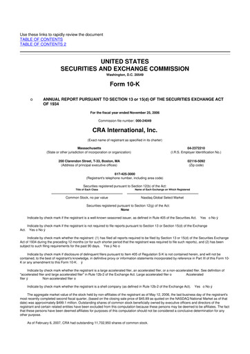 Vorschaubild CRA International
 10-K Jahresbericht 