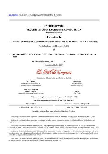 Thumbnail Coca-Cola 10-K Annual Report 