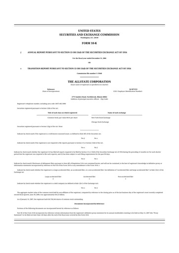 Vorschaubild Allstate 10-K Jahresbericht 