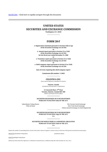 Thumbnail Celestica 20-F Annual Report 