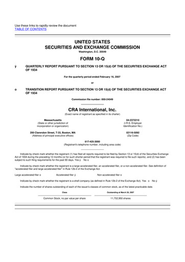 Vorschaubild CRA International
 10-Q Quartalsbericht  