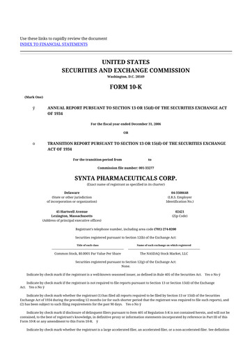 Thumbnail Madrigal Pharmaceuticals
 10-K Annual Report 