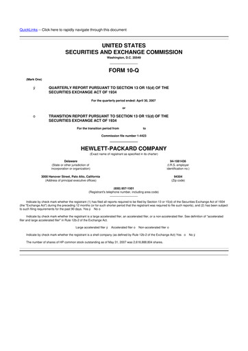 Miniature HP 10-Q Rapport trimestriel  
