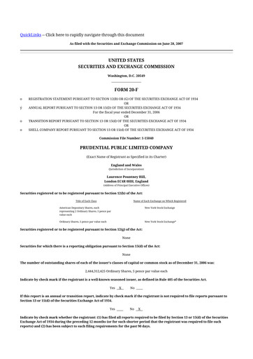 Thumbnail Prudential 20-F Annual Report 