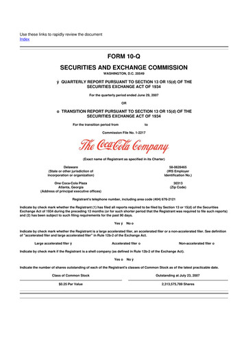 Vorschaubild Coca-Cola 10-Q Quartalsbericht  