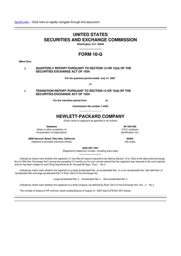 Miniature HP 10-Q Rapport trimestriel  