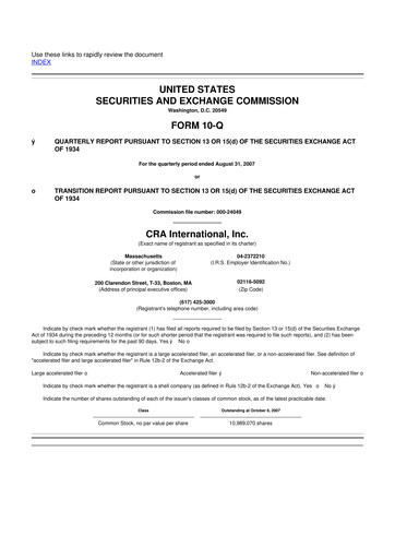 Vorschaubild CRA International
 10-Q Quartalsbericht  
