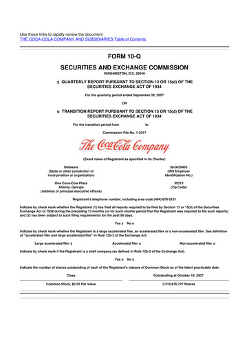 Vorschaubild Coca-Cola 10-Q Quartalsbericht  