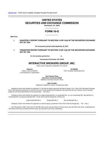 Miniature Interactive Brokers
 10-Q Rapport trimestriel  