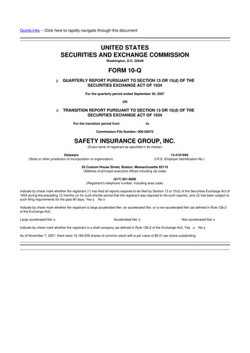 Miniature Safety Insurance
 10-Q Rapport trimestriel  
