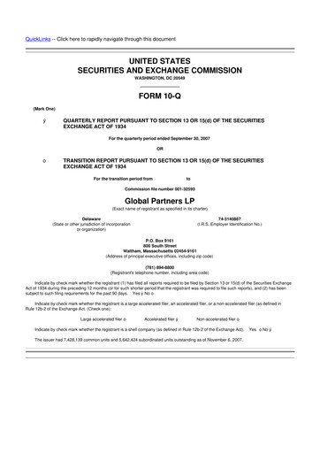 Thumbnail Global Partners LP 10-Q Quarterly Report FY 