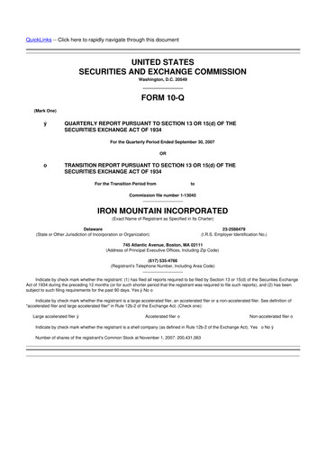 Thumbnail Iron Mountain 10-Q Quarterly Report FY 