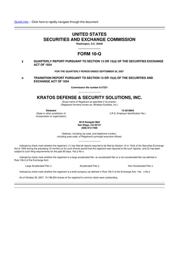 Thumbnail Kratos Defense & Security Solutions 10-Q Quarterly Report FY 