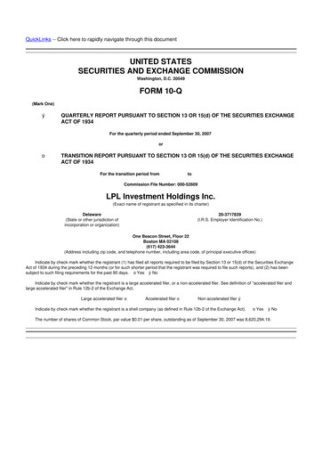 Vorschaubild LPL Financial
 10-Q Quartalsbericht  