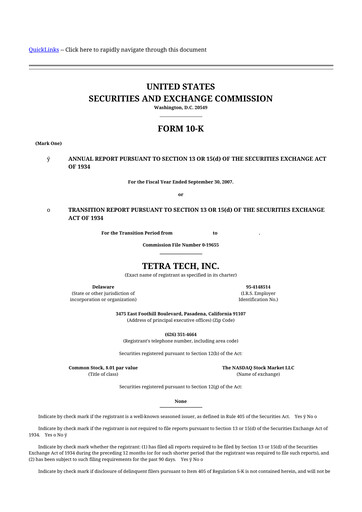 Thumbnail Tetra Tech
 10-K Annual Report 