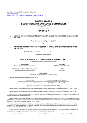 Thumbnail Innovative Solutions and Support 10-K Annual Report 