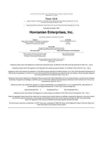 Thumbnail Hovnanian Enterprises
 10-K Annual Report 