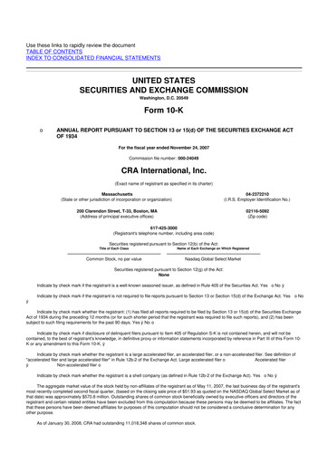 Vorschaubild CRA International
 10-K Jahresbericht 