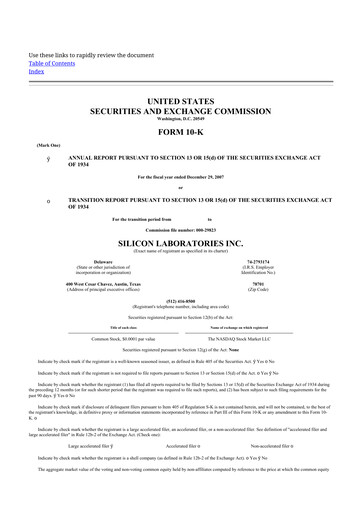 Thumbnail Silicon Labs
 10-K Annual Report 