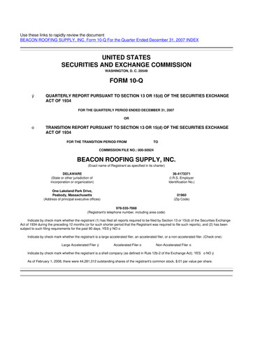 Vorschaubild Beacon Roofing Supply 10-Q Quartalsbericht  