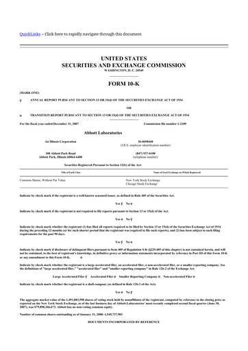 Thumbnail Abbott Laboratories 10-K Annual Report 