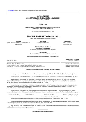 Thumbnail Simon Property Group 10-K Annual Report 