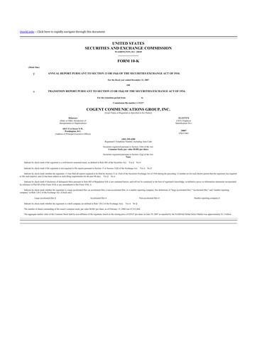 Thumbnail Cogent Communications
 10-K Annual Report 