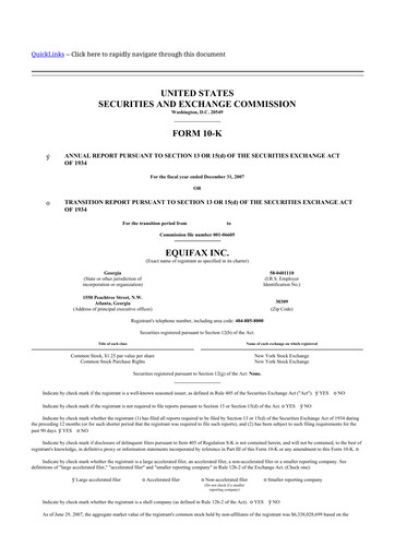 Thumbnail Equifax 10-K Annual Report 