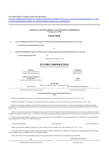 Thumbnail Fluor Corporation
 10-K Annual Report 