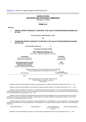 Thumbnail PENN Entertainment
 10-K Annual Report 