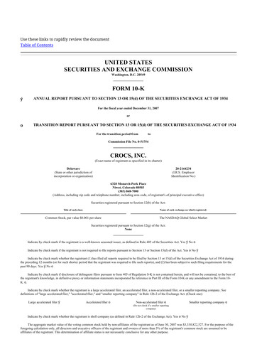 Thumbnail Crocs 10-K Annual Report 