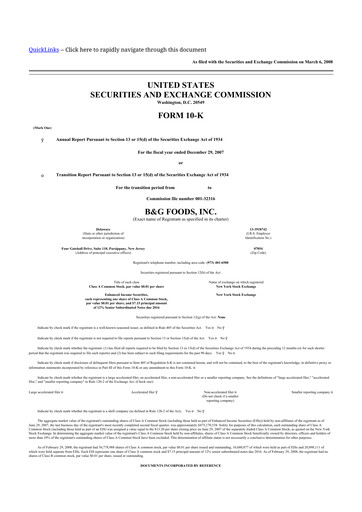 Thumbnail B&G Foods

 10-K Annual Report 