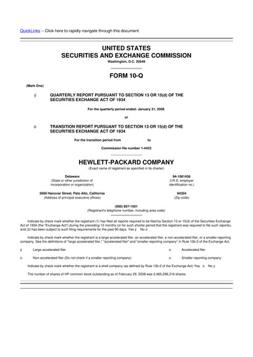 Miniature HP 10-Q Rapport trimestriel  