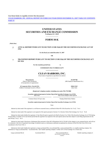 Thumbnail Clean Harbors
 10-K Annual Report 