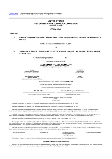 Thumbnail Allegiant Travel Company 10-K Annual Report 
