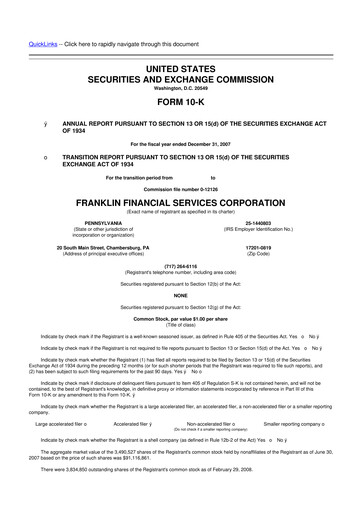 Thumbnail Franklin Financial Services Corporation 10-K Annual Report 