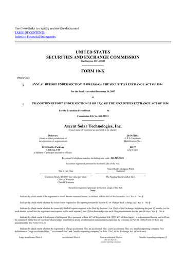 Thumbnail Ascent Solar Technologies 10-K Annual Report 