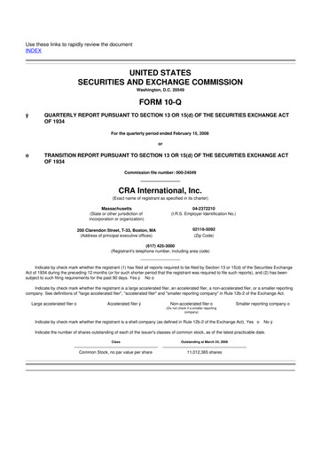 Vorschaubild CRA International
 10-Q Quartalsbericht  