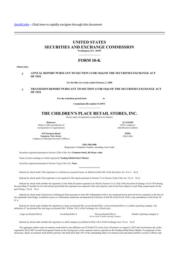 Thumbnail The Children's Place
 10-K Annual Report 