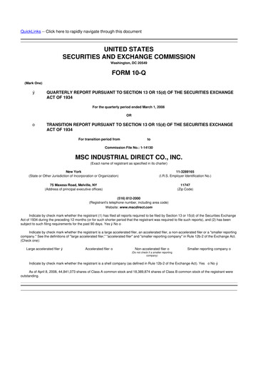 Thumbnail MSC Industrial Direct 10-Q Quarterly Report FY 