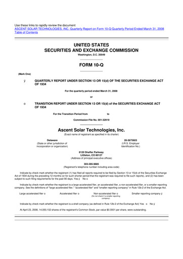 Thumbnail Ascent Solar Technologies 10-Q Quarterly Report FY 
