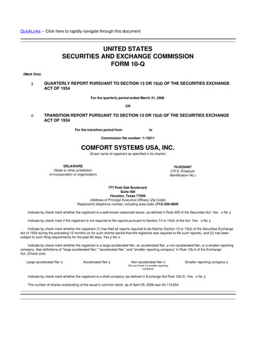 Thumbnail Comfort Systems USA 10-Q Quarterly Report FY 