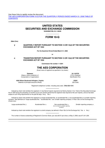 Miniature AES 10-Q Rapport trimestriel  