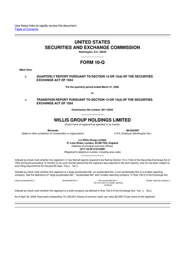 Thumbnail Willis Towers Watson  10-Q Quarterly Report FY 